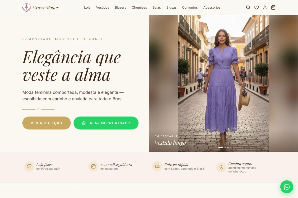 Grazy Modas store home page